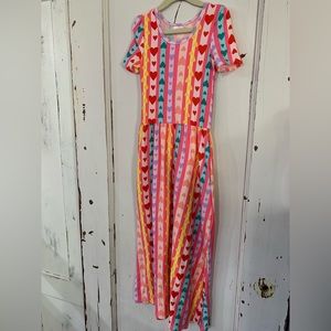 EUC DotDotSmile Size 5/6 Pink Heart Maxi Style Dress